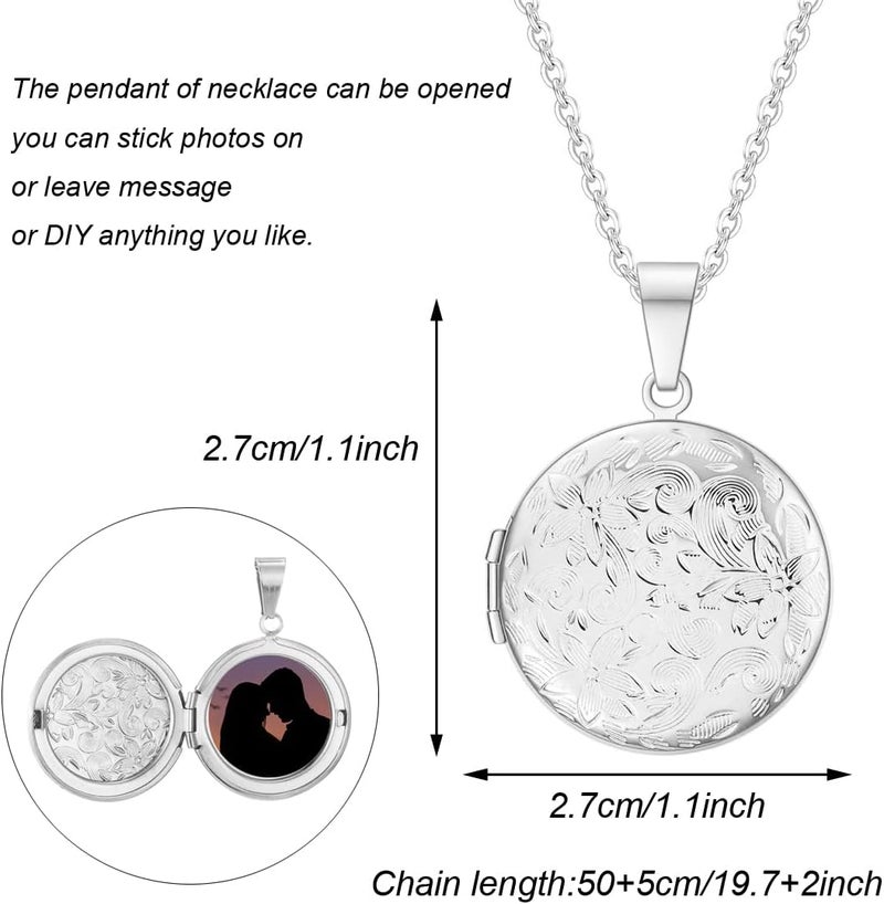 Weenkeey 2 Pcs Locket Necklace that Holds Pictures Stainless Steel Locket Pendant Necklace Memory Photo Pendant Necklace for Women Girls - Image 2